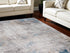 8' X 11' Ivory Gray and Blue Abstract Power Loom Area Rug With Fringe