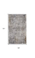 8' X 11' Ivory Taupe and Gray Abstract Power Loom Distressed Area Rug With Fringe