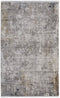 8' X 11' Ivory Taupe and Gray Abstract Power Loom Distressed Area Rug With Fringe