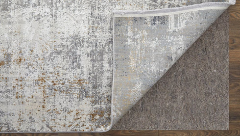 8' X 11' Ivory Taupe and Gray Abstract Power Loom Distressed Area Rug With Fringe