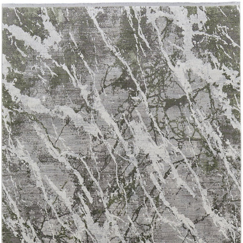 8' X 11' Taupe and Gray Abstract Power Loom Area Rug With Fringe