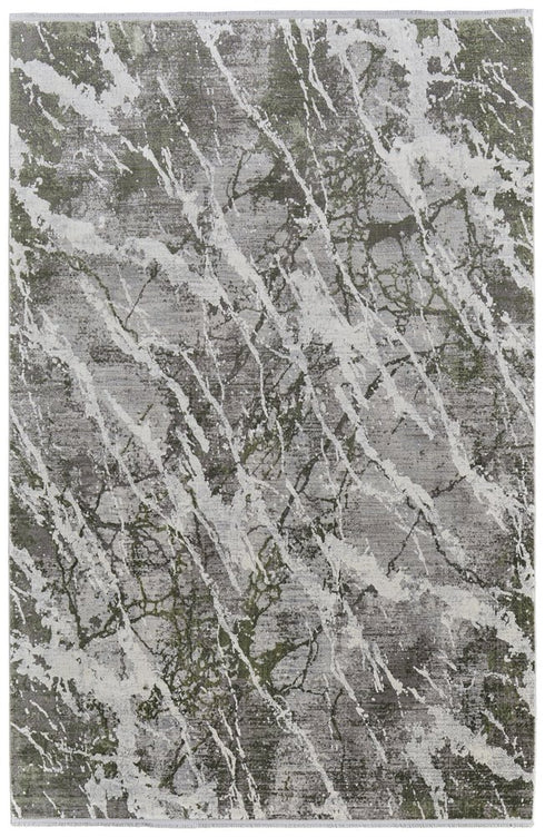 8' X 11' Taupe and Gray Abstract Power Loom Area Rug With Fringe