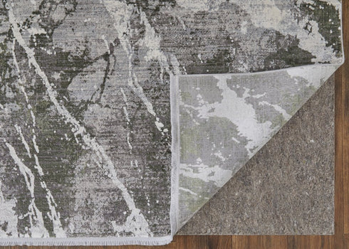 8' X 11' Taupe and Gray Abstract Power Loom Area Rug With Fringe