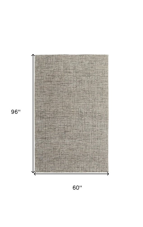9' X 12' Ivory and Gray Wool Hand Tufted Distressed Area Rug