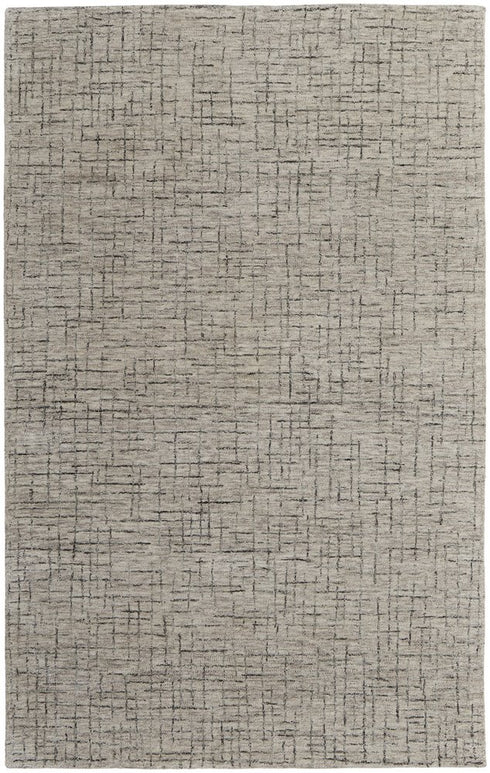 9' X 12' Ivory and Gray Wool Hand Tufted Distressed Area Rug