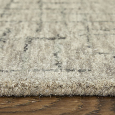 9' X 12' Ivory and Gray Wool Hand Tufted Distressed Area Rug