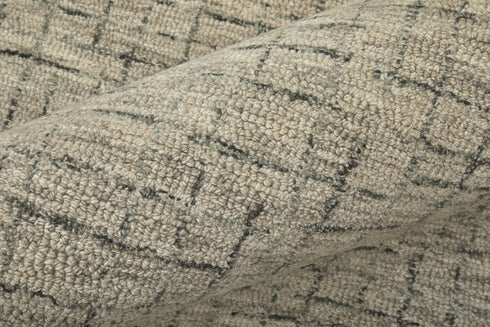 9' X 12' Ivory and Gray Wool Hand Tufted Distressed Area Rug