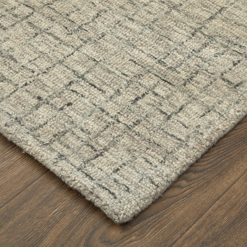 9' X 12' Ivory and Gray Wool Hand Tufted Distressed Area Rug
