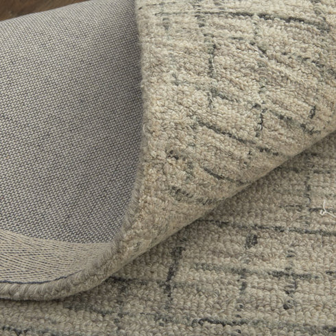 9' X 12' Ivory and Gray Wool Hand Tufted Distressed Area Rug