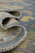 8' X 12' Gold Blue and Purple Wool Oriental Hand Knotted Area Rug With Fringe
