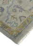 8' X 12' Purple Gray and Gold Wool Oriental Hand Knotted Area Rug With Fringe