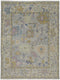 8' X 12' Purple Gray and Gold Wool Oriental Hand Knotted Area Rug With Fringe
