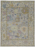 8' X 12' Purple Gray and Gold Wool Oriental Hand Knotted Area Rug With Fringe