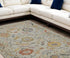 9' X 13' Gray Red and Yellow Wool Oriental Hand Knotted Area Rug With Fringe