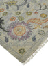 9' X 13' Gray Red and Yellow Wool Oriental Hand Knotted Area Rug With Fringe