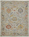 9' X 13' Gray Red and Yellow Wool Oriental Hand Knotted Area Rug With Fringe