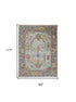 9' X 13' Gray Blue and Gold Wool Oriental Hand Knotted Area Rug With Fringe