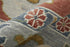 9' X 13' Gray Red and Ivory Wool Floral Hand Knotted Area Rug With Fringe