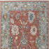 9' X 13' Gray Red and Ivory Wool Floral Hand Knotted Area Rug With Fringe