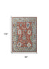 9' X 13' Gray Red and Ivory Wool Floral Hand Knotted Area Rug With Fringe