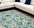 8' X 12' Green and Ivory Wool Floral Hand Knotted Area Rug With Fringe