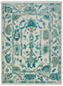 8' X 12' Green and Ivory Wool Floral Hand Knotted Area Rug With Fringe