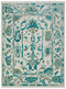 8' X 12' Green and Ivory Wool Floral Hand Knotted Area Rug With Fringe