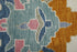 8' X 12' Blue Ivory and Pink Wool Floral Hand Knotted Area Rug With Fringe
