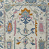 8' X 12' Blue Ivory and Pink Wool Floral Hand Knotted Area Rug With Fringe
