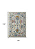 8' X 12' Blue Ivory and Pink Wool Floral Hand Knotted Area Rug With Fringe