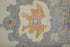 9' X 13' Gray Ivory and Orange Wool Floral Hand Knotted Area Rug With Fringe