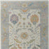 9' X 13' Gray Ivory and Orange Wool Floral Hand Knotted Area Rug With Fringe