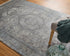9' X 13' Gray and Silver Oriental Power Loom Worn Faded Area Rug