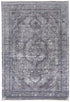 9' X 13' Gray and Silver Oriental Power Loom Worn Faded Area Rug