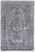 9' X 13' Gray and Silver Oriental Power Loom Worn Faded Area Rug