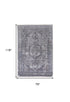 9' X 13' Gray and Silver Oriental Power Loom Worn Faded Area Rug