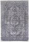 9' X 13' Gray and Silver Oriental Power Loom Worn Faded Area Rug