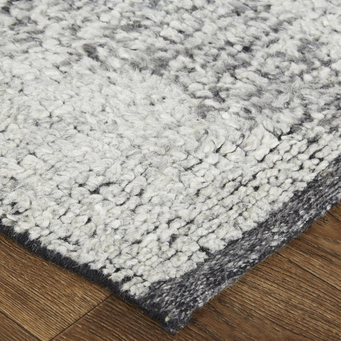 8' X 12' Gray and Ivory Wool Geometric Hand Knotted Area Rug