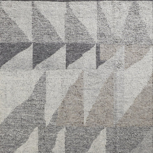 8' X 12' Gray and Ivory Wool Geometric Hand Knotted Area Rug