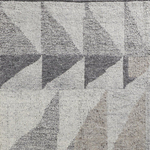 8' X 12' Gray and Ivory Wool Geometric Hand Knotted Area Rug
