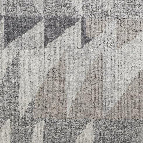 8' X 12' Gray and Ivory Wool Geometric Hand Knotted Area Rug