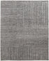 9' X 13' Gray and Ivory Wool Checkered Hand Knotted Worn Faded Area Rug