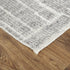 9' X 13' Gray and Ivory Wool Checkered Hand Knotted Worn Faded Area Rug