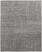 9' X 13' Gray and Ivory Wool Checkered Hand Knotted Worn Faded Area Rug
