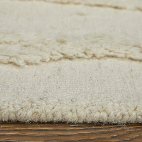 9' X 12' Ivory Taupe and Brown Wool Geometric Hand Tufted Area Rug