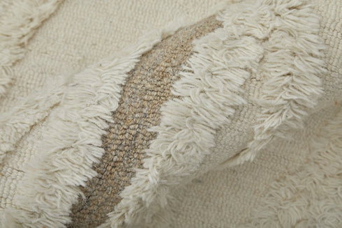 9' X 12' Ivory Taupe and Brown Wool Geometric Hand Tufted Area Rug