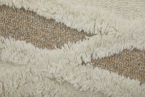 9' X 12' Ivory Taupe and Brown Wool Geometric Hand Tufted Area Rug