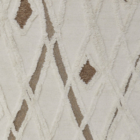 9' X 12' Ivory Taupe and Brown Wool Geometric Hand Tufted Area Rug