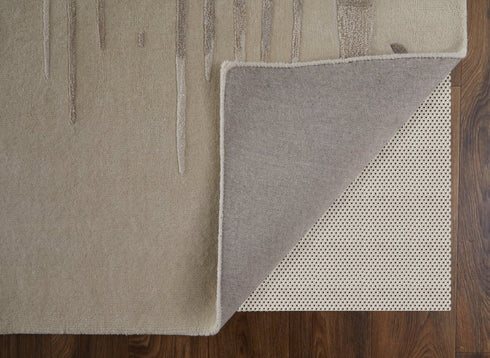 9' X 12' Ivory Taupe and Brown Abstract Hand Tufted Area Rug