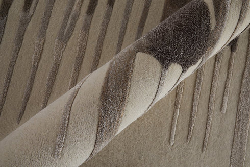 9' X 12' Ivory Taupe and Brown Abstract Hand Tufted Area Rug
